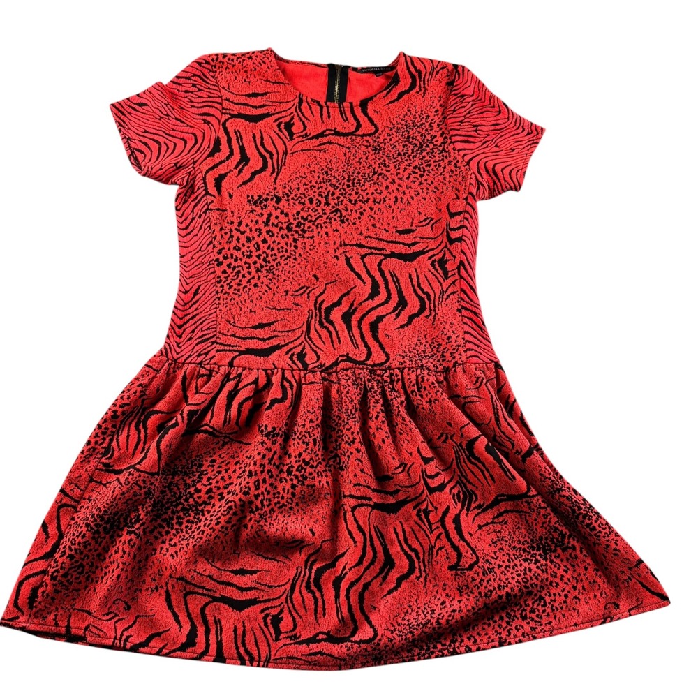 VTG Victoria's Secret Dress Y2K Women M Hot Orange Animal Print Drop Waist - Picture 2 of 8